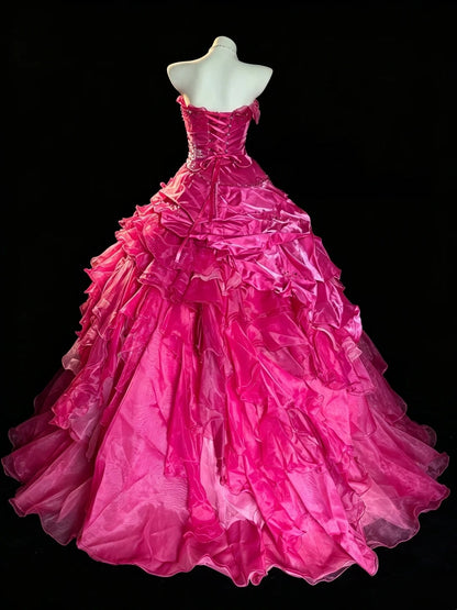 Strapless Pink Ball Gown Quinceanera Dress Sweet 15 Dress  P2057