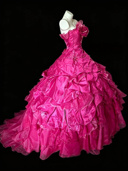 Strapless Pink Ball Gown Quinceanera Dress Sweet 15 Dress  P2057
