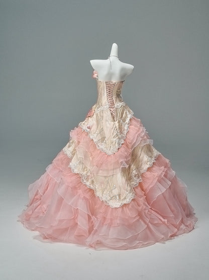 Strapless Pink Quinceanera Dresses Flora Sweet 16 Birthday Dress  P1187