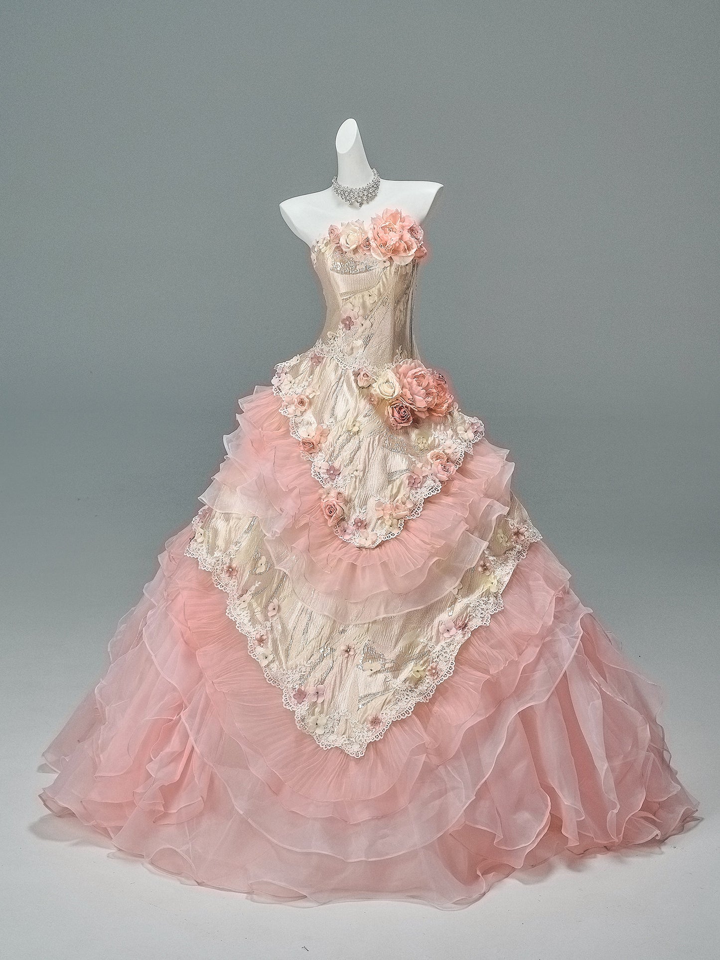 Strapless Pink Quinceanera Dresses Flora Sweet 16 Birthday Dress  P1187