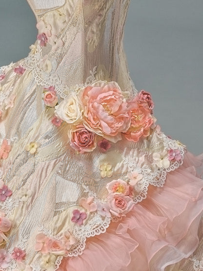 Strapless Pink Quinceanera Dresses Flora Sweet 16 Birthday Dress  P1187