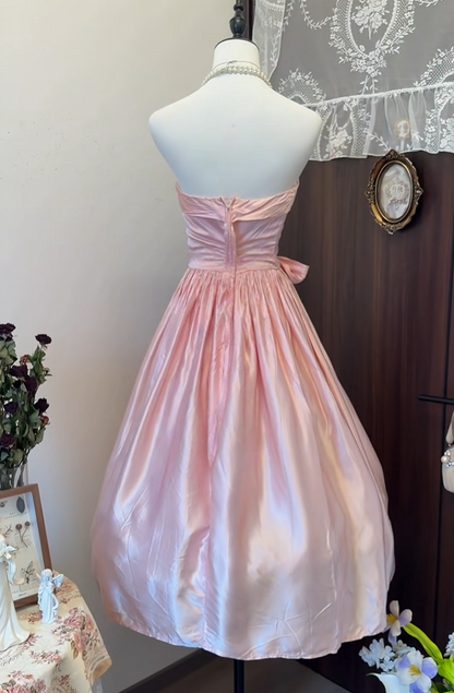 Strapless Pink Satin Formal Prom Dress A Line Birthday Gown P2648