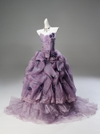 Strapless Purple Ball Gown Quinceanera Dresses Sweet 16 Birthday Gown  P1189