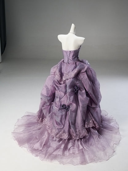 Strapless Purple Ball Gown Quinceanera Dresses Sweet 16 Birthday Gown  P1189