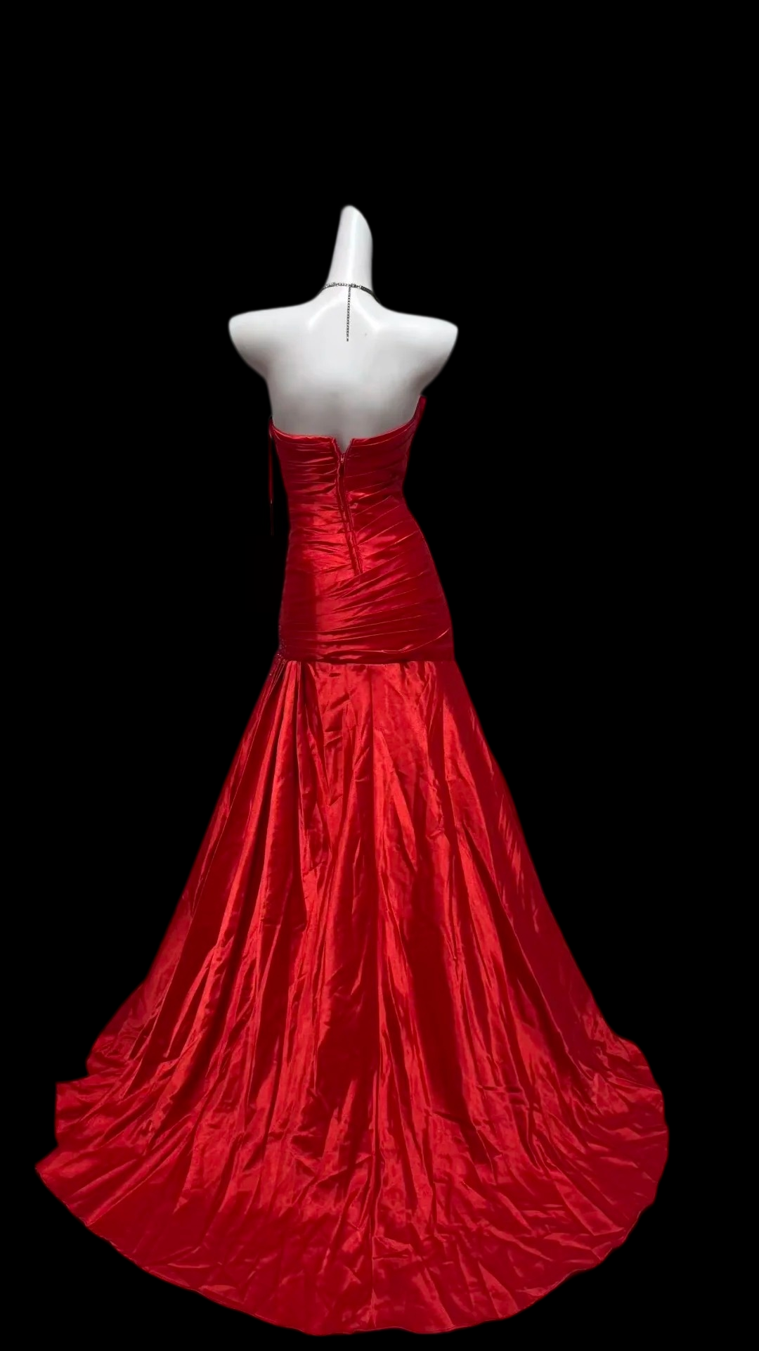 Strapless Red Mermaid Formal Prom Dress Beaded Evening Gown  P2425