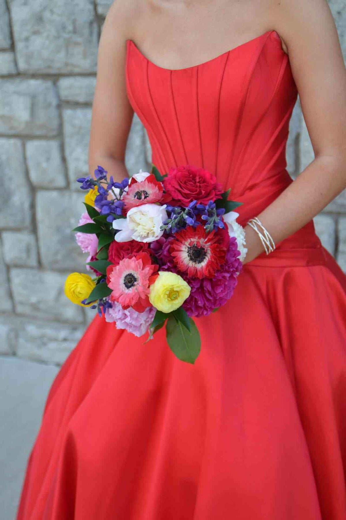 Strapless Red Satin A Line Formal Prom Dress  P2469