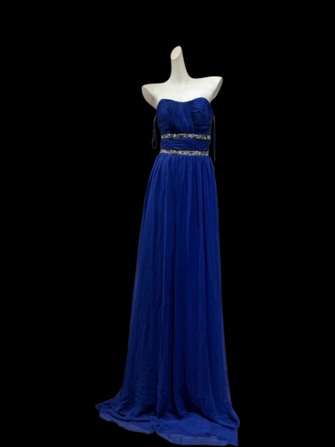 Strapless Royal Blue Chiffon Prom Dress Retro Evening Gown  P1695