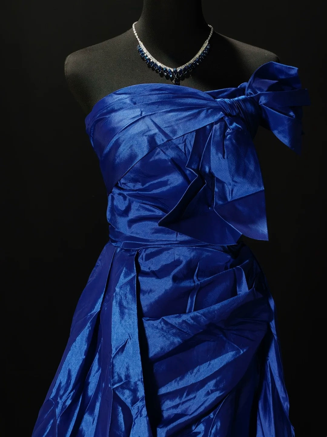 Strapless Royal Blue Satin Formal Prom Dress Evening Gown   P2603