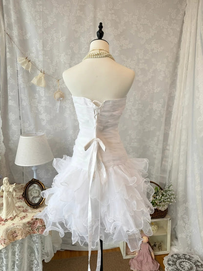 Strapless Ruffled A Line Birthday Dress Short Homecoming Dress   P1909