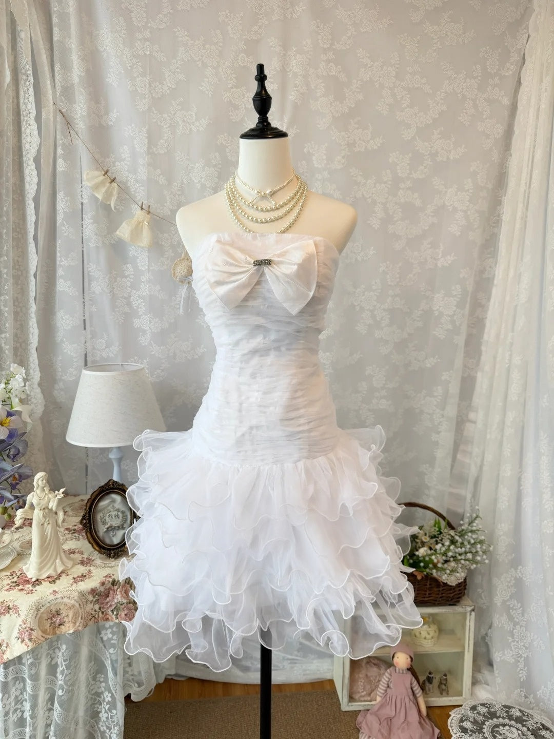 Strapless Ruffled A Line Birthday Dress Short Homecoming Dress   P1909
