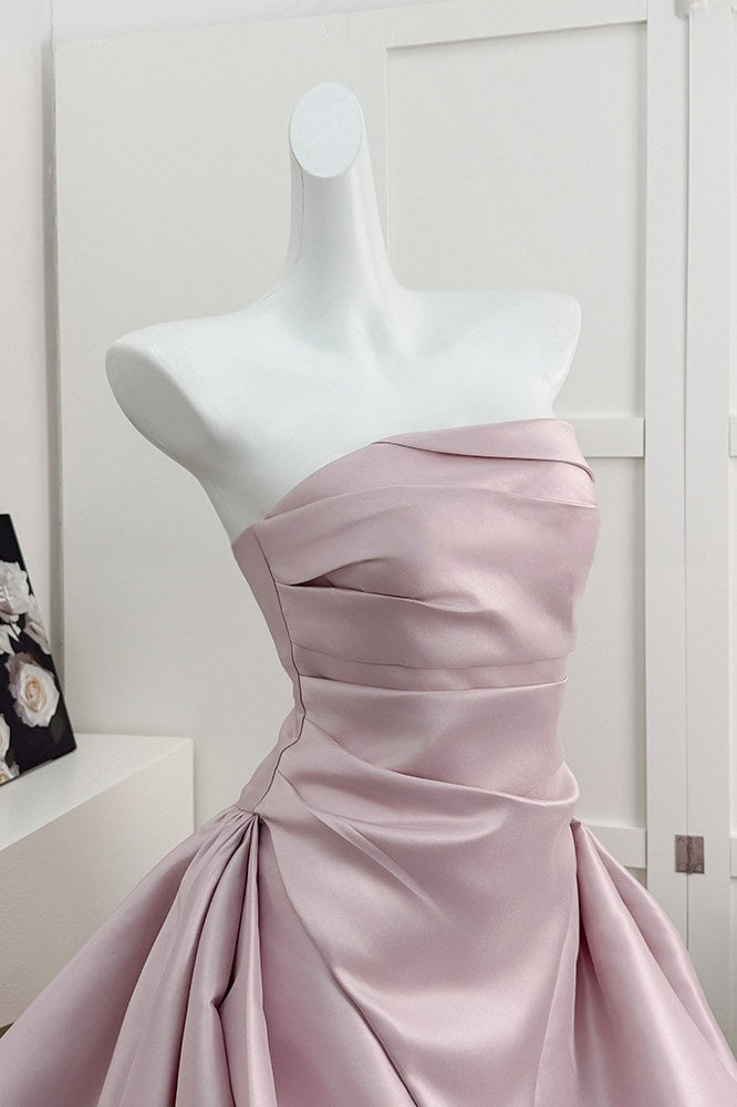 Strapless Satin A Line Mini Birthday Dress Short Party Dress  P939