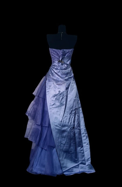 Strapless Satin Retro Prom Dress A Line Evening Dress  P1769