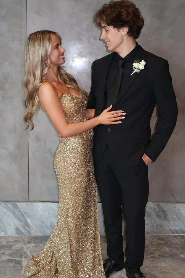 Strapless Sequins Mermaid Long Prom Dress  P2583