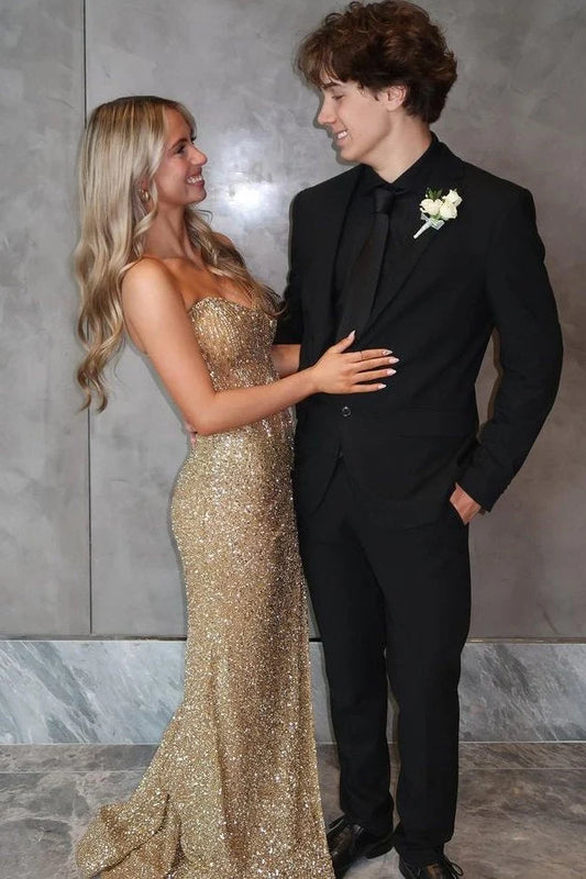 Strapless Sequins Mermaid Long Prom Dress  P2583