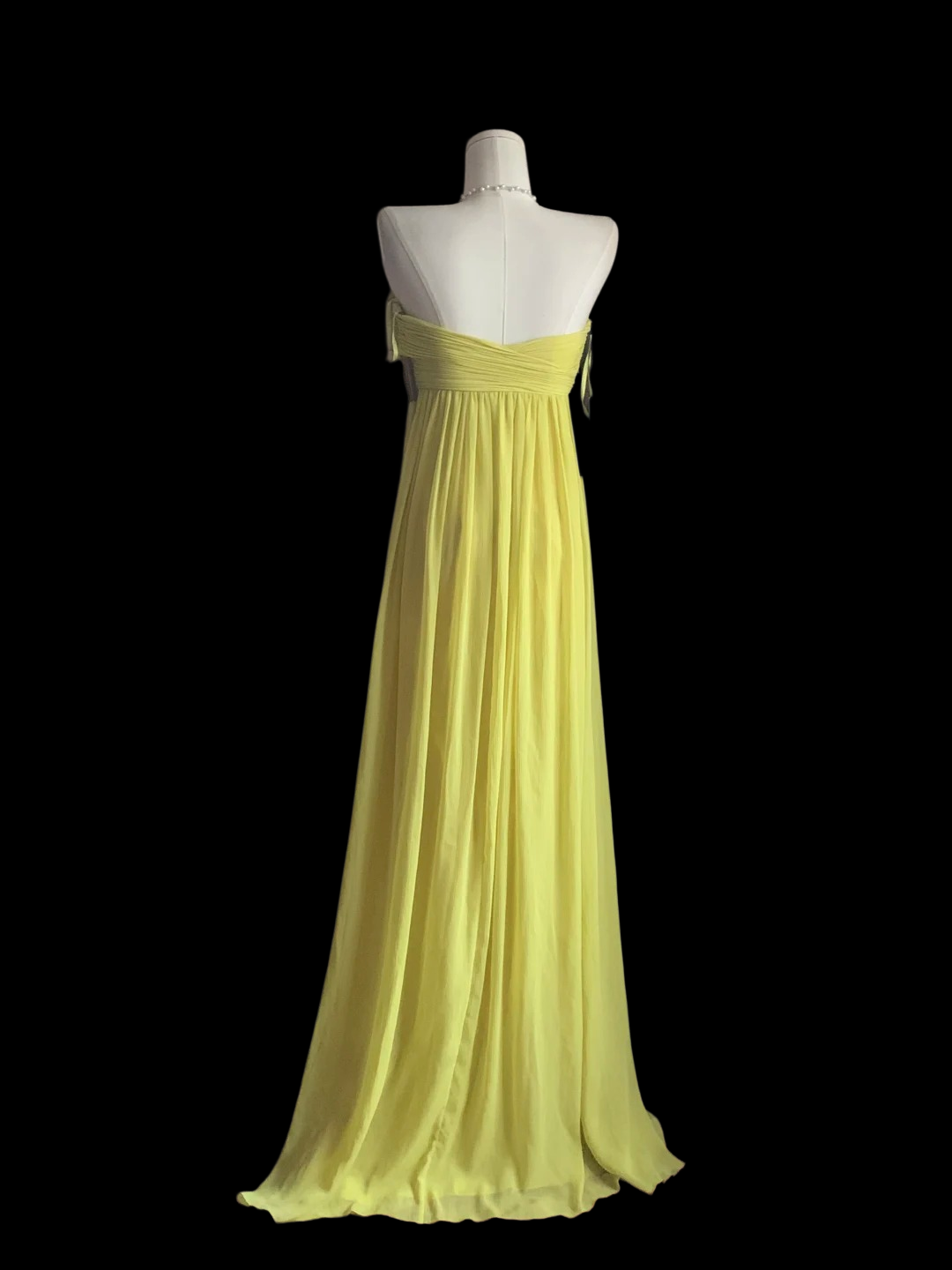 Strapless Yellow Chiffon Wedding Guest Dress A Line Formal Prom Dress  P1690