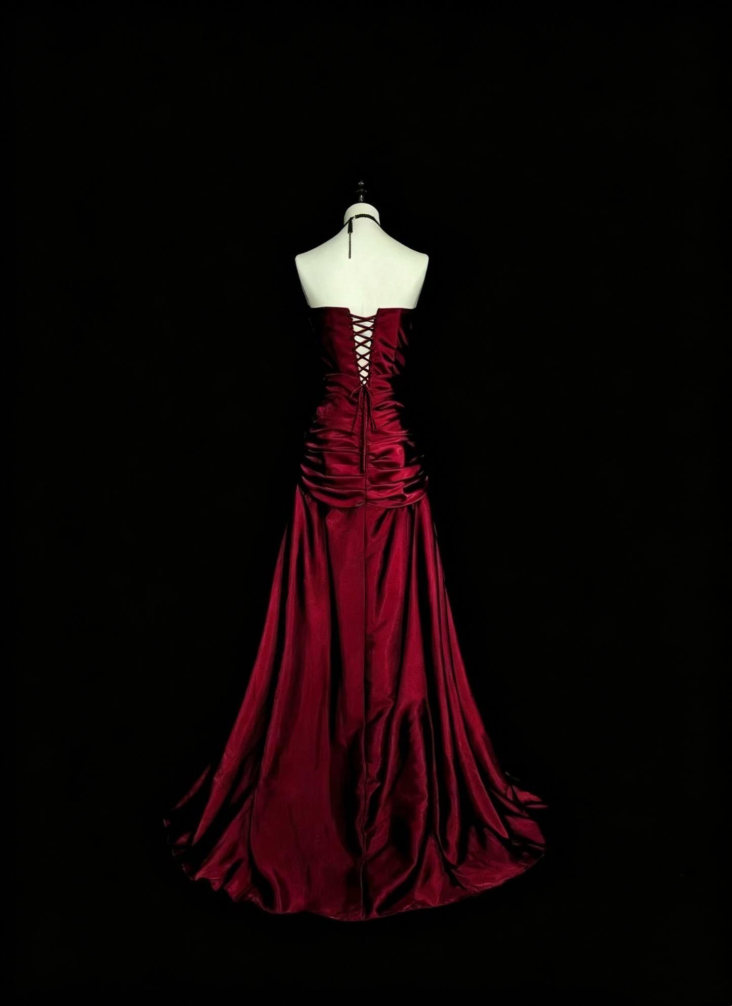 Strapless A Line Burgundy Retro Prom Dress Formal Evening Dress  P1288