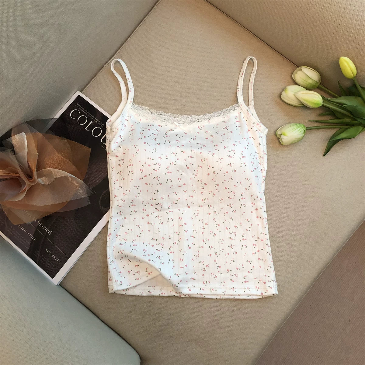 Sweet Lace Floral Patterns Top  L130