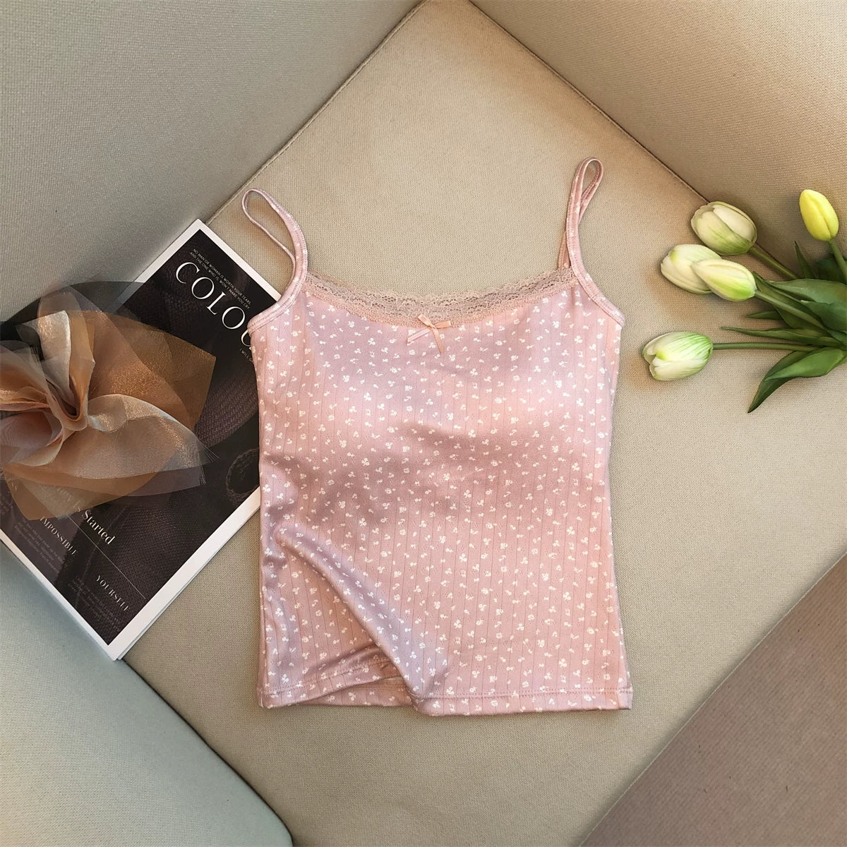 Sweet Lace Floral Patterns Top  L130