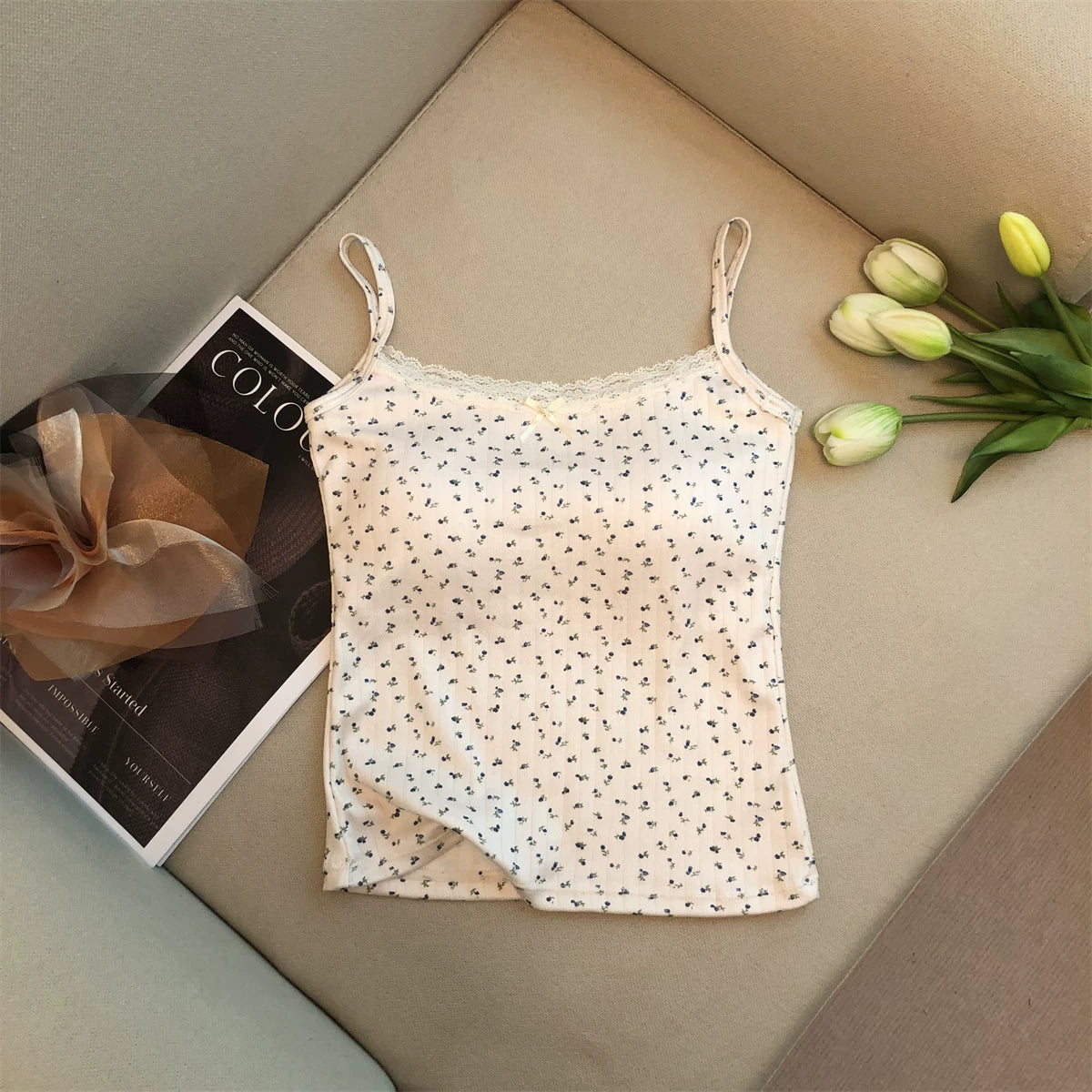 Sweet Lace Floral Patterns Top  L130