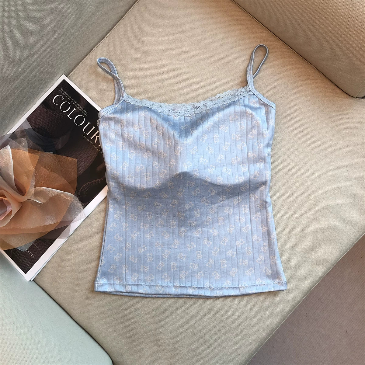 Sweet Lace Floral Patterns Top  L130