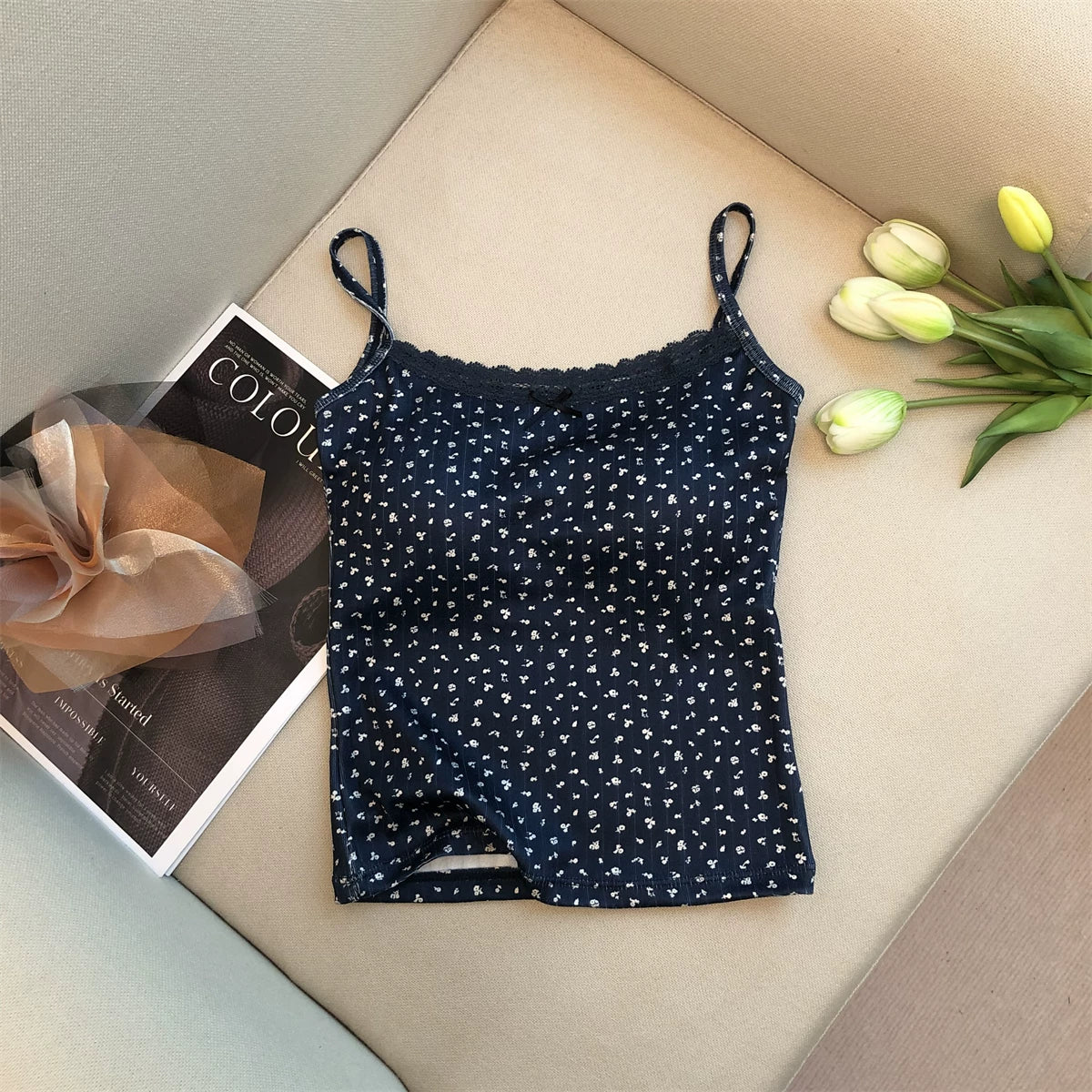 Sweet Lace Floral Patterns Top  L130