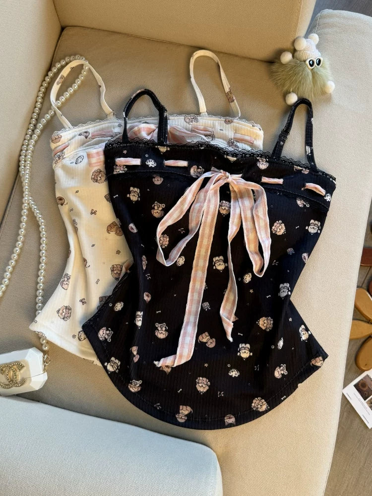 Sweet Printed Camisole with Padded Cups for Young Girls   L118