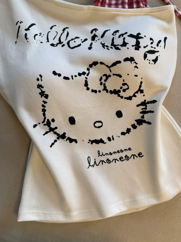 Sweet Stylish Cat Print Camisole Top for Girl   L122