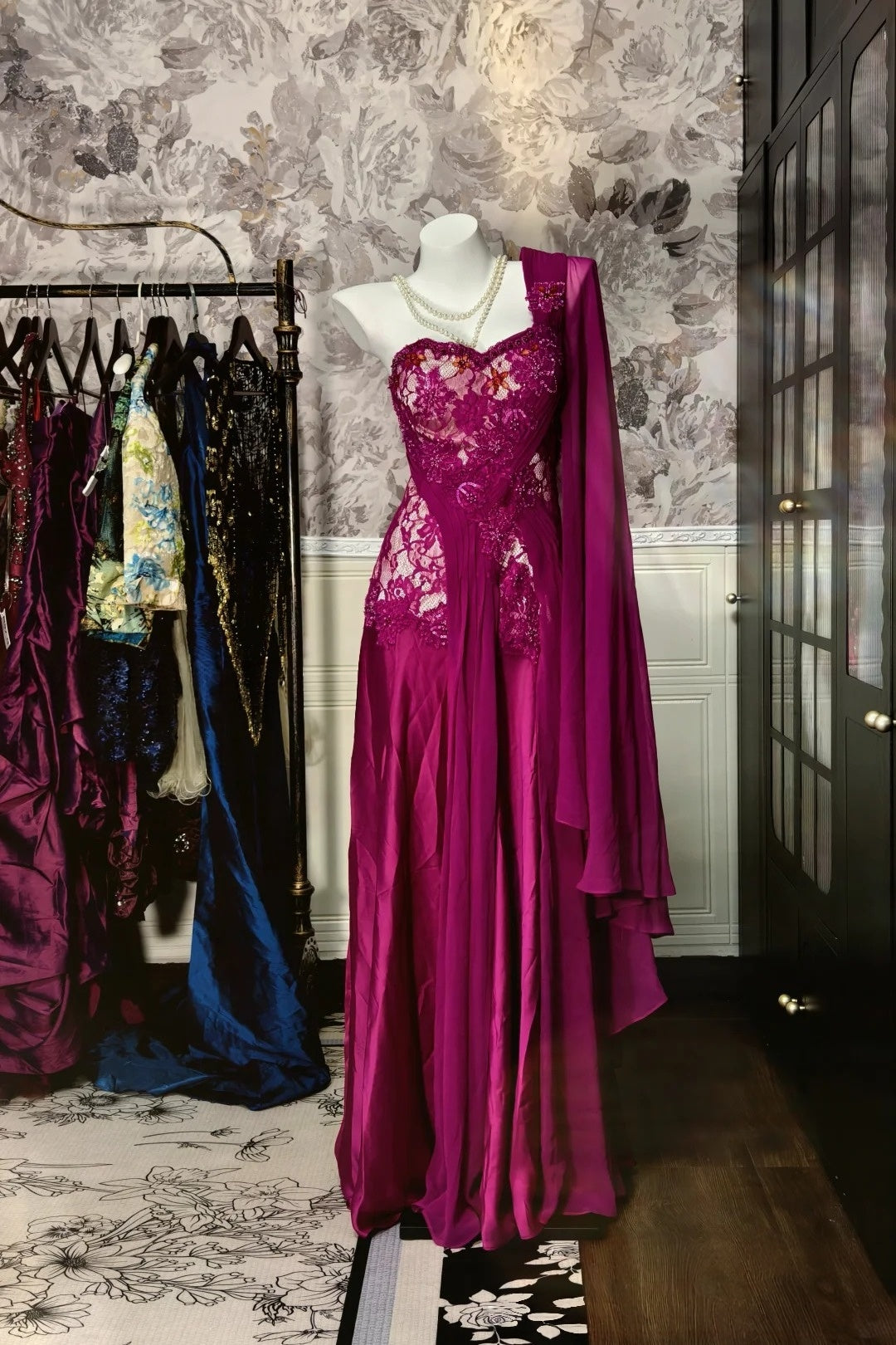 Sweetheart A Line Fuchsia Evening Dress Elegant Prom Dress  P1709