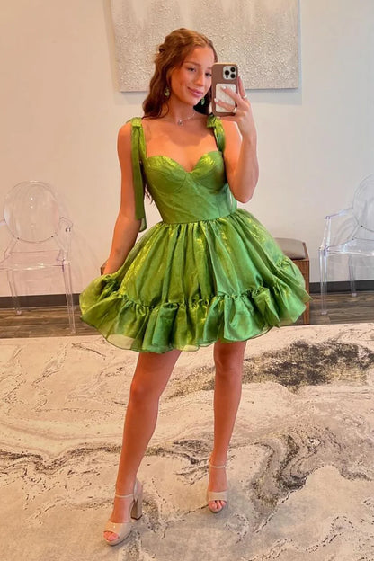 Sweetheart A Line Green Short Homecoming Dress  P2375