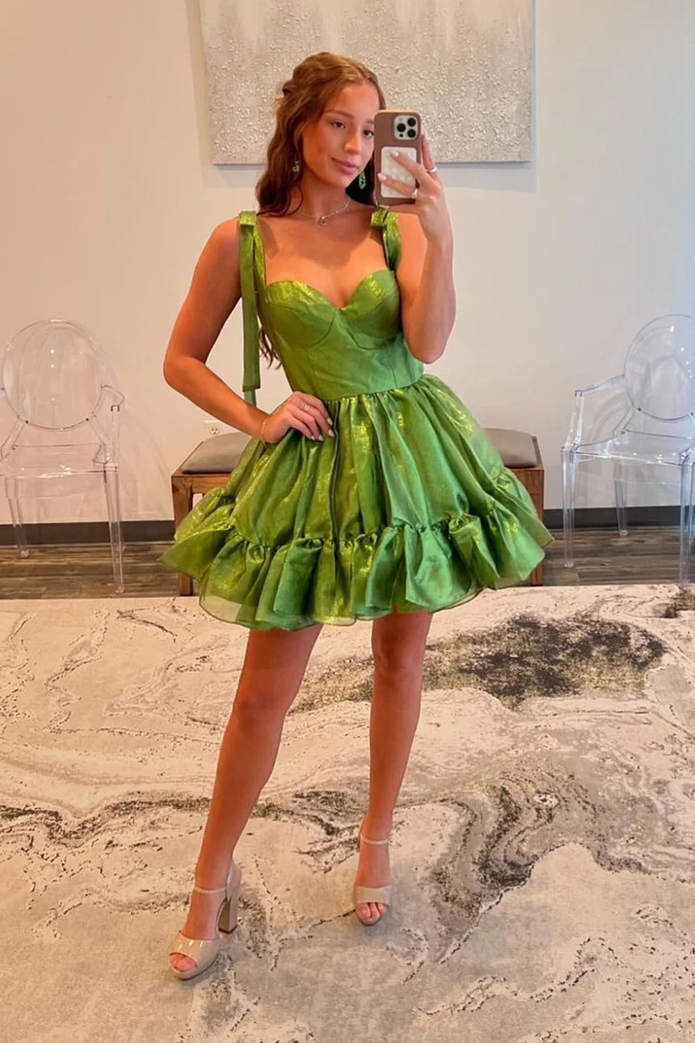 Sweetheart A Line Green Short Homecoming Dress  P2375