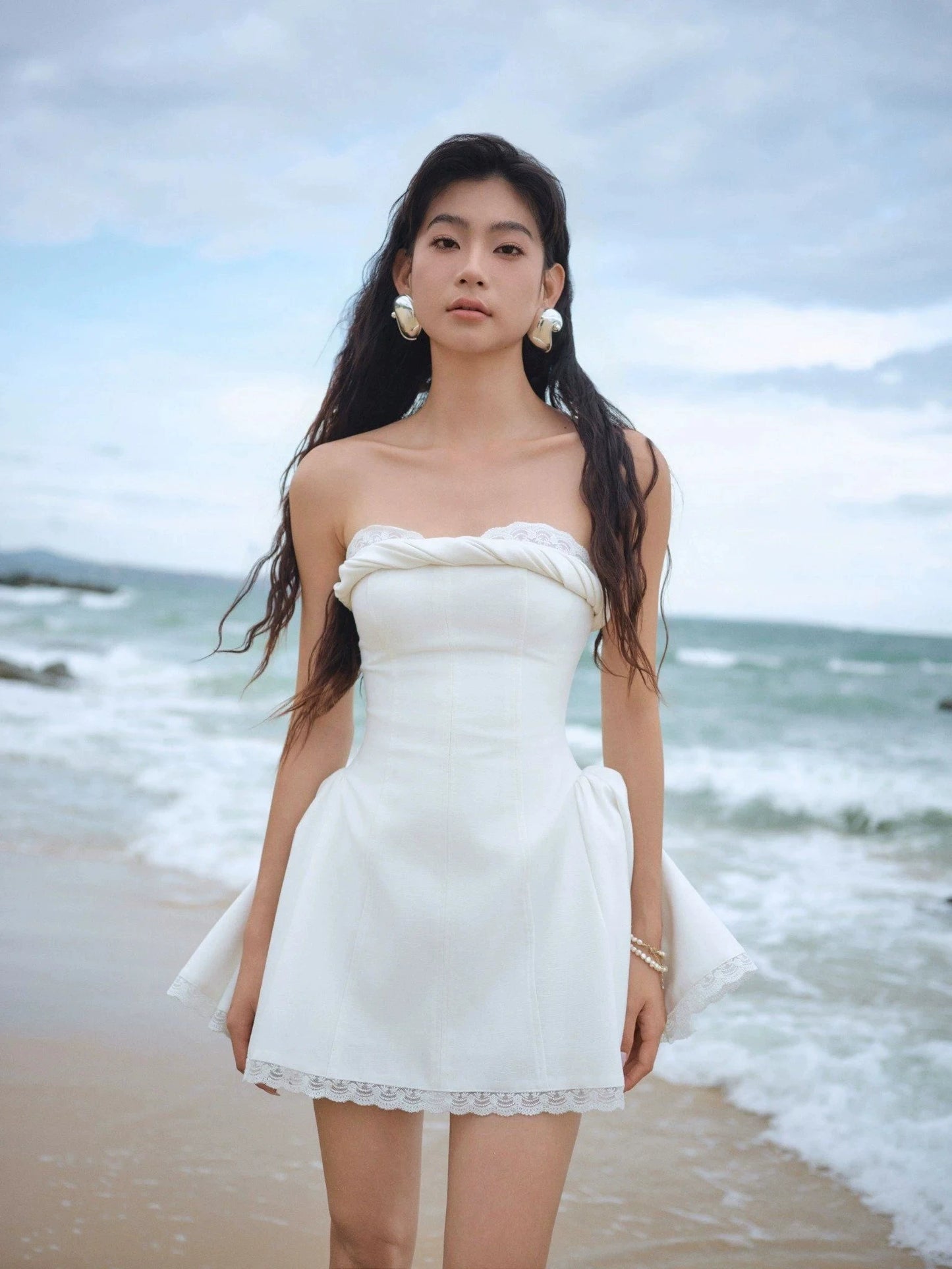 Sweetheart A Line Ivory Birthday Dress  Short Graduation Dress  P1408