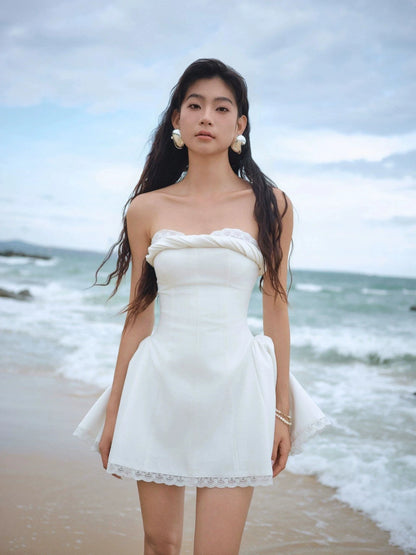 Sweetheart A Line Ivory Birthday Dress  Short Graduation Dress  P1408