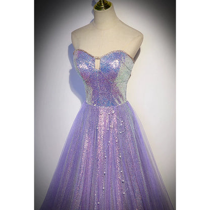 Sweetheart  A Line Lilac Sequin Prom Dress Formal Evening Gown  P1263