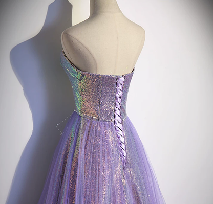 Sweetheart  A Line Lilac Sequin Prom Dress Formal Evening Gown  P1263