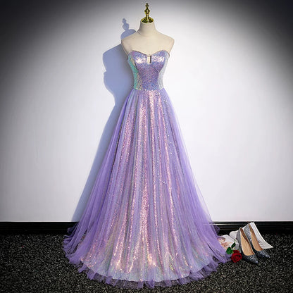 Sweetheart  A Line Lilac Sequin Prom Dress Formal Evening Gown  P1263