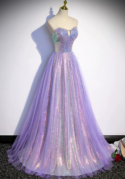 Sweetheart  A Line Lilac Sequin Prom Dress Formal Evening Gown  P1263