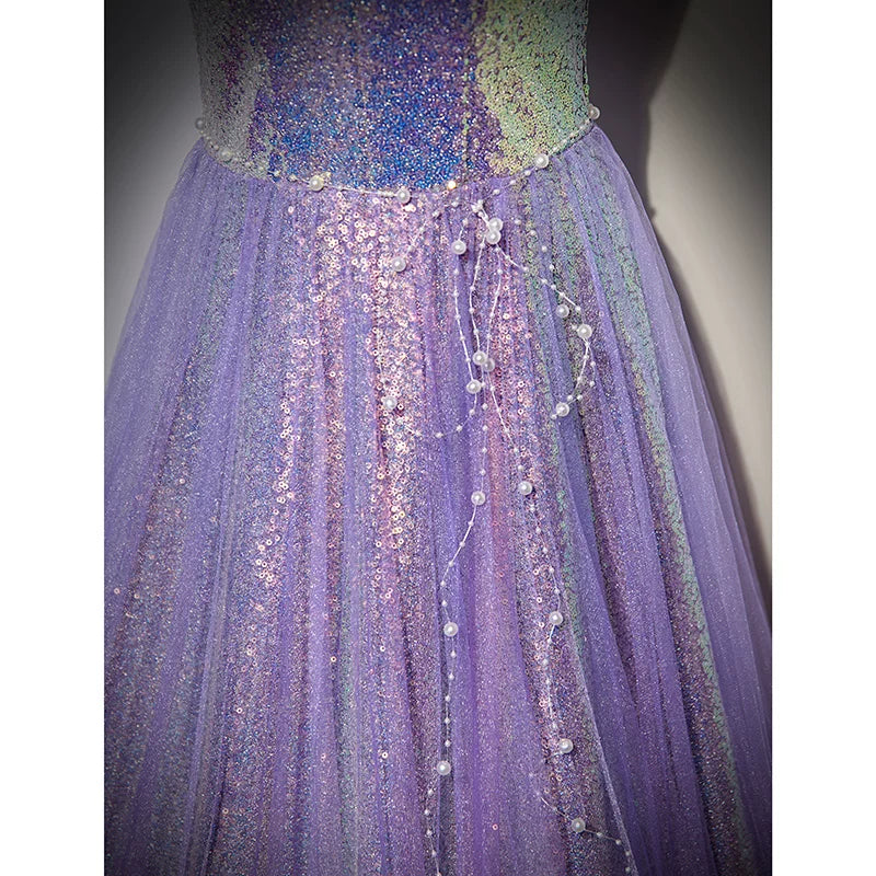 Sweetheart  A Line Lilac Sequin Prom Dress Formal Evening Gown  P1263