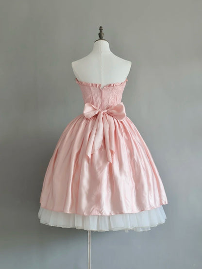 Sweetheart A Line Pink Birthday Dress Satin Sweet Homecoming Dress P1320