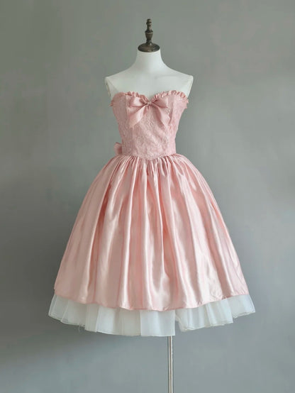 Sweetheart A Line Pink Birthday Dress Satin Sweet Homecoming Dress P1320