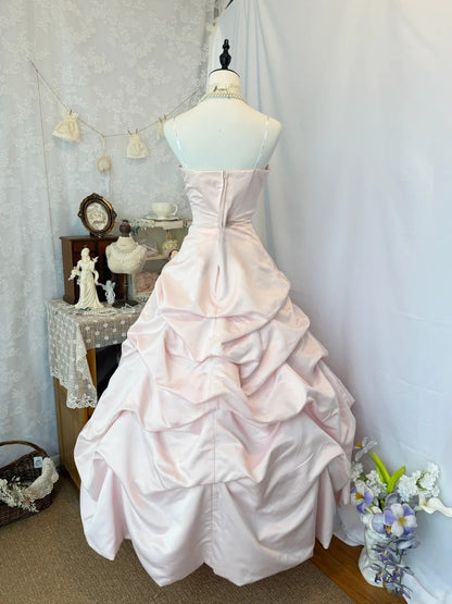 Sweetheart A Line Pink Satin Birthday Dress Retro Prom Dress   P1511