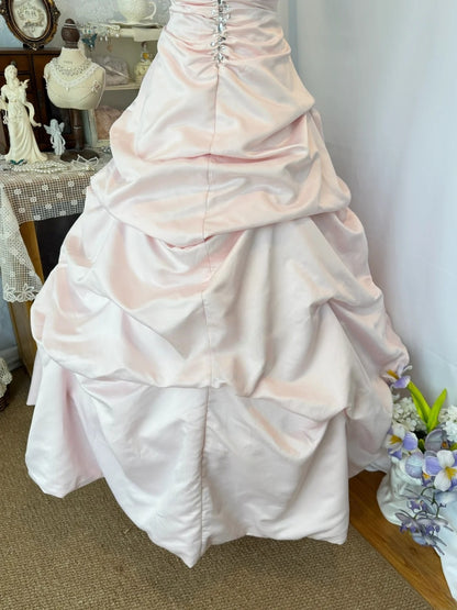Sweetheart A Line Pink Satin Birthday Dress Retro Prom Dress   P1511