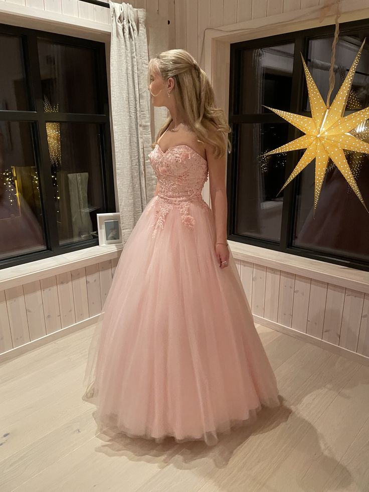 Sweetheart A Line Pink Tulle Formal Prom Dress  P2433