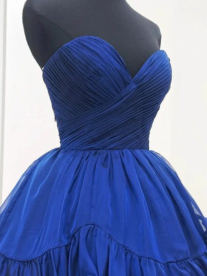 Sweetheart A Line Royal Blue Chiffon Homecoming Dress  P2302