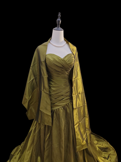 Sweetheart A Line Satin Formal Prom Dress Vintage Evening Dress  P1072