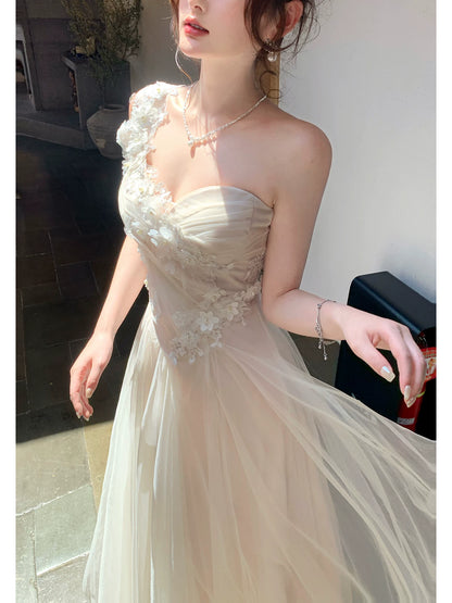 Sweetheart  A Line Tulle Prom Dress Apricot Birthday Dress  P1278
