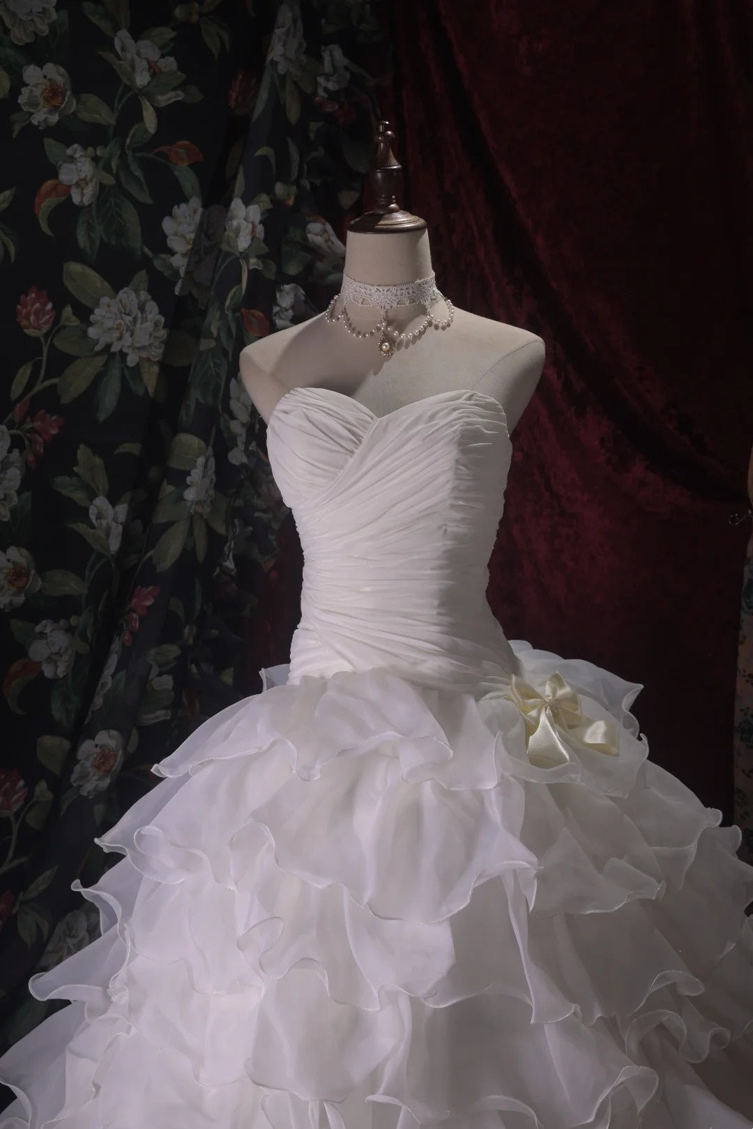 Sweetheart A Line White Ruffled Birthday Dress Formal Wedding Dress  P1712