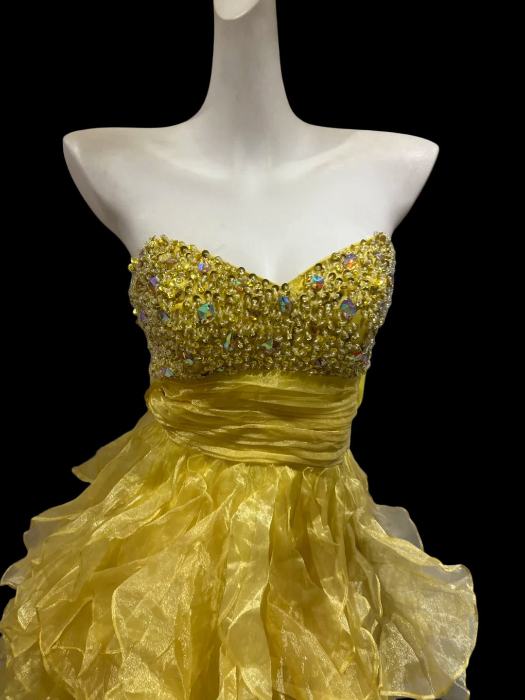 Sweetheart A Line Yellow Homecoming Dress Sequin Short Party Dress  P1370
