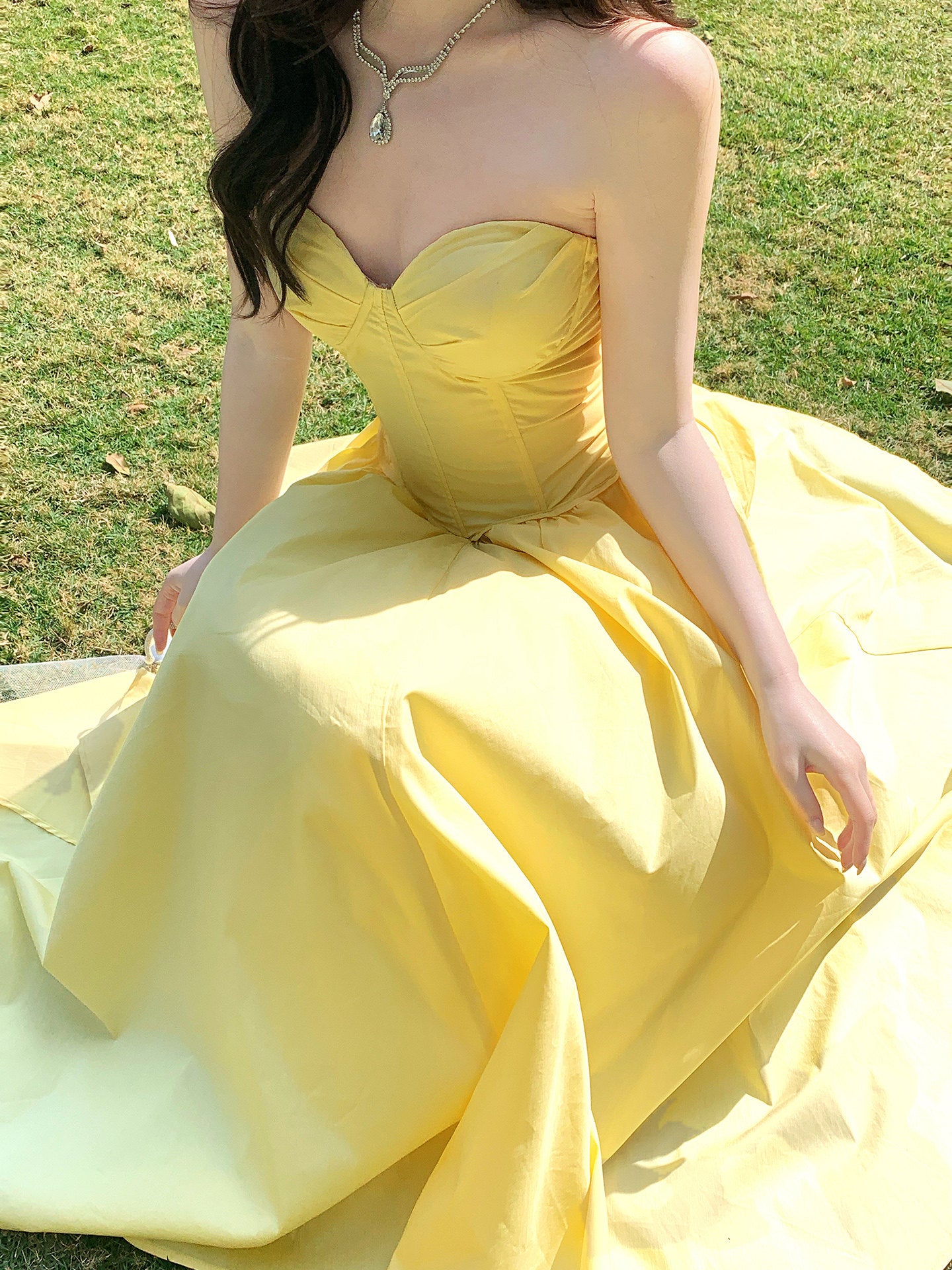 Sweetheart A Line Yellow  Prom  Dress Birthday Dress  P942