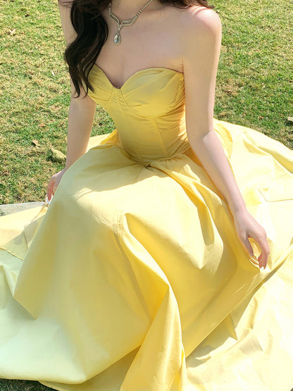Sweetheart A Line Yellow  Prom  Dress Birthday Dress  P942
