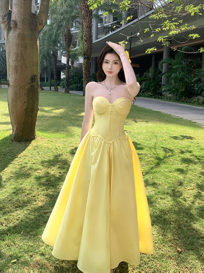 Sweetheart A Line Yellow  Prom  Dress Birthday Dress  P942